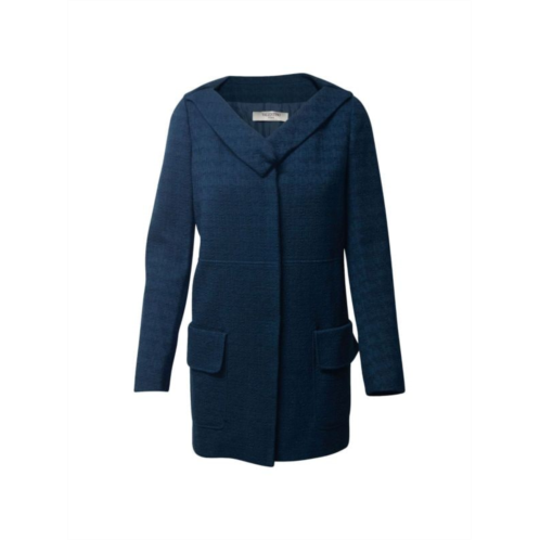 Valentino Garavani Midi Length Winter Coat In Blue Wool