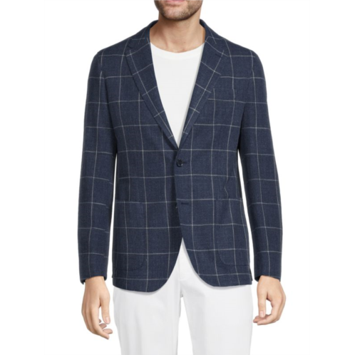 Lubiam Windowpane Check Blazer