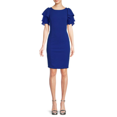 DKNY Layered Flutter Sleeve Sheath Dress