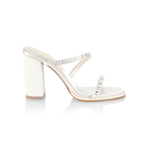 Emili Sindlev x Bettina Vermillon Chica Fuxsia Crystal-Embellished Satin Sandals