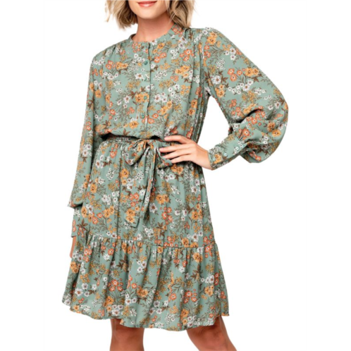 Gibsonlook Floral Belted Blouson Dress