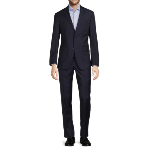 Saks Fifth Avenue Classic Fit Striped Wool Blend Suit