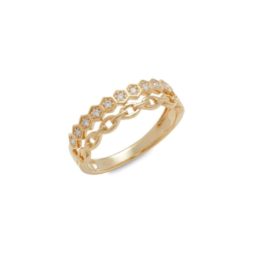 Saks Fifth Avenue 14K Yellow Gold & 0.13 TCW Diamond Double Strand Ring