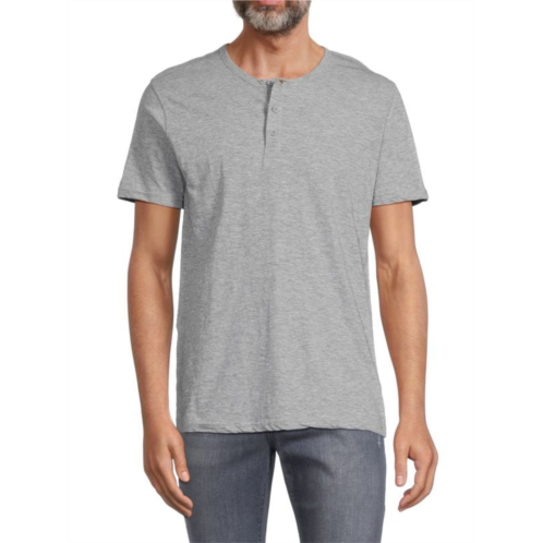 Saks Fifth Avenue Slubbed Short Sleeve Henley