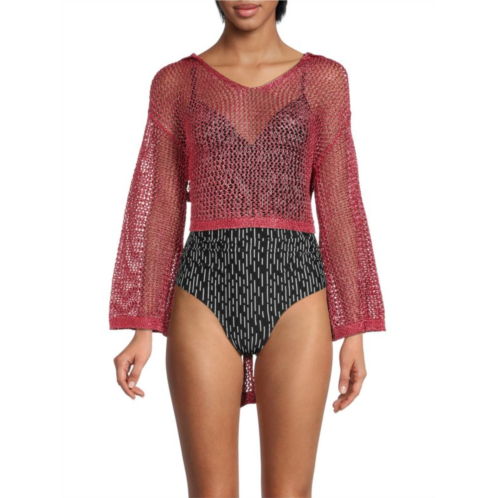 Cult Gaia Catherine Knit Crochet Coverup Top