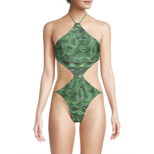 Cult Gaia Camari Halterneck One Piece Swimsuit