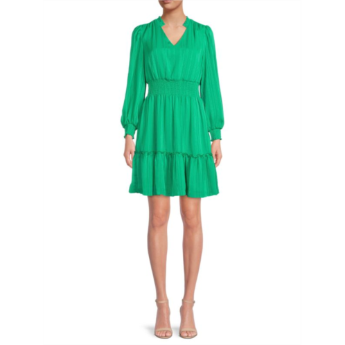 Nannette V Neck Smocked Mini Dress