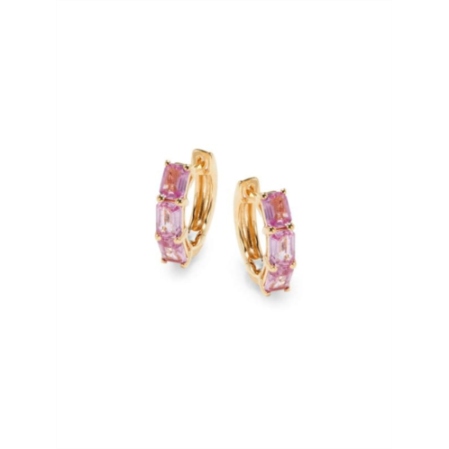 Effy 14K Yellow Gold & Pink Sapphire Huggie Earrings