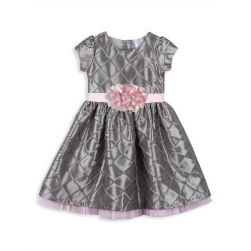 Joe-Ella Baby Girls Diamond Pin Tuck Flower Dress