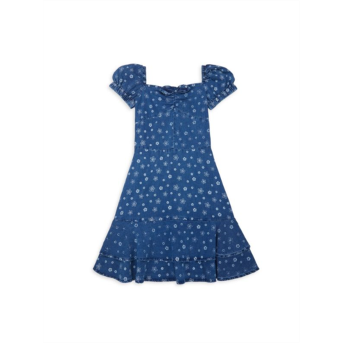 BCBGirls Girls Floral Chambray Tiered Dress