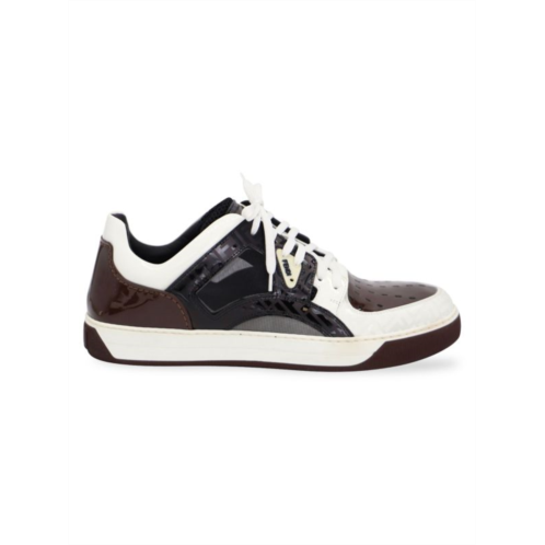 Fendi Sneakers In Brown Patent Leather And Mesh Athletic Shoes Sneakers