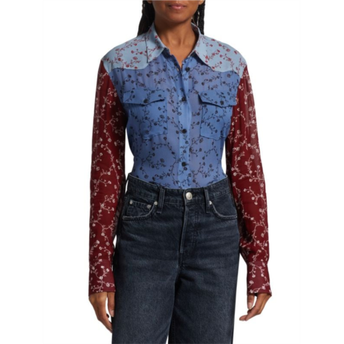 Rag & bone Wyatt Patchwork Floral Shirt