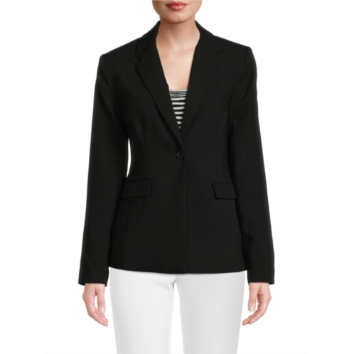 T Tahari Solid Single Button Blazer