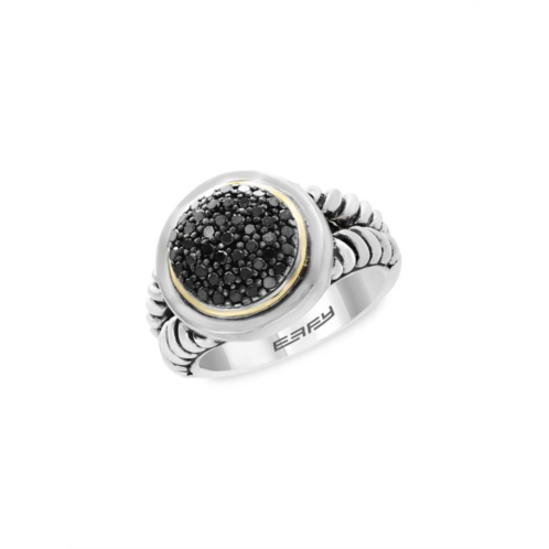 Effy ENY Two Tone Sterling Silver & 0.36 TCW Black Diamond Ring