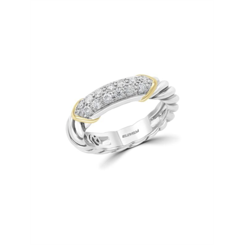 Effy ENY Two Tone Sterling Silver & 0.30 TCW Diamond Ring