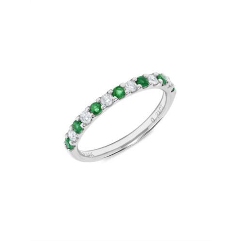 Saks Fifth Avenue 14K White Gold, Diamond & Emerald Band Ring