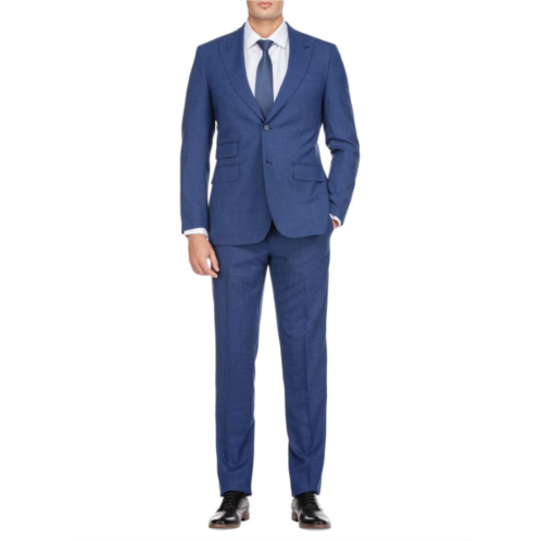 English Laundry Slim Fit Peak Lapel Gingham Wool Blend Suit