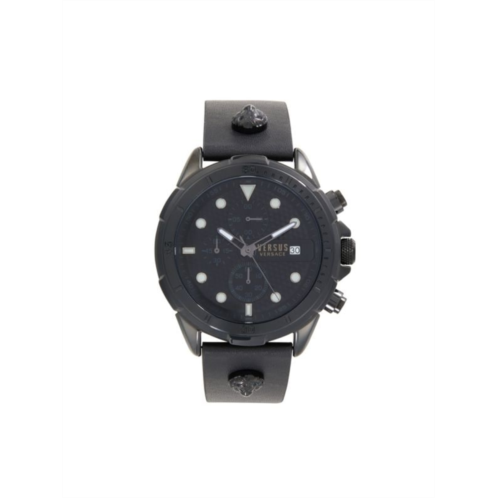 Versus Versace 46MM Stainless Steel & Leather Strap Watch