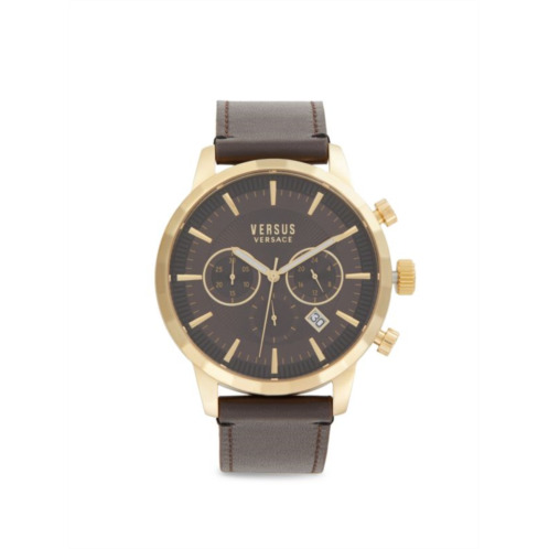 Versus Versace 46MM Stainless Steel & Leather Strap Watch