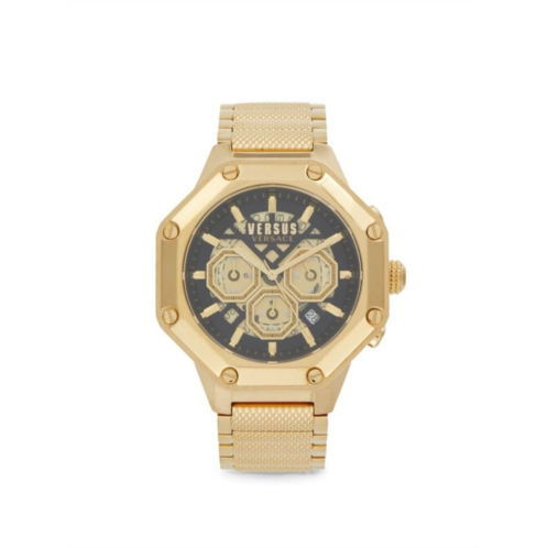 Versus Versace 45MM IP Yellow Goldtone Bracelet Chronograph Watch