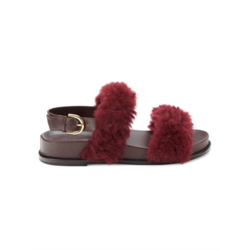 Alexandre Birman Slingback Shearling Leather Sandals