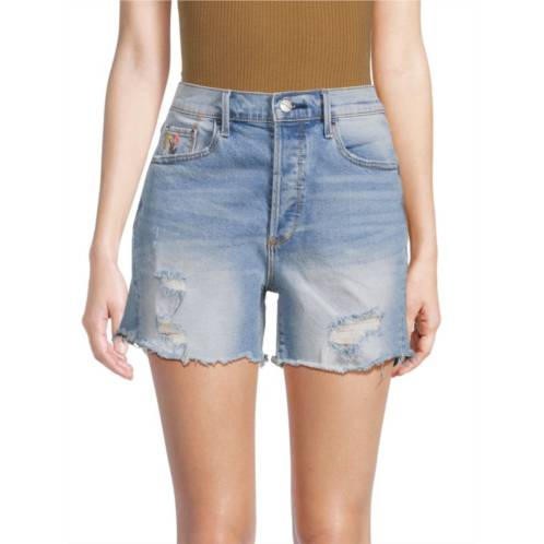 Driftwood Goldie High Rise Embroidered Denim Shorts