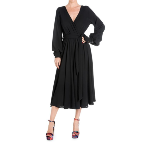 MEGHAN LA Venus Belted Wrap Midi Dress