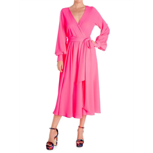 MEGHAN LA Venus Belted Wrap Midi Dress