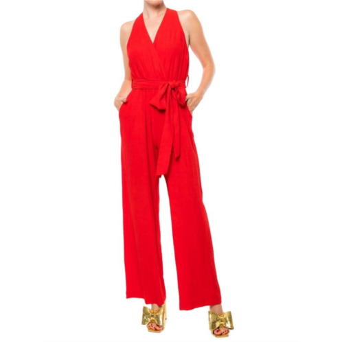 MEGHAN LA Disco Belted Wide Leg Jumpsuit