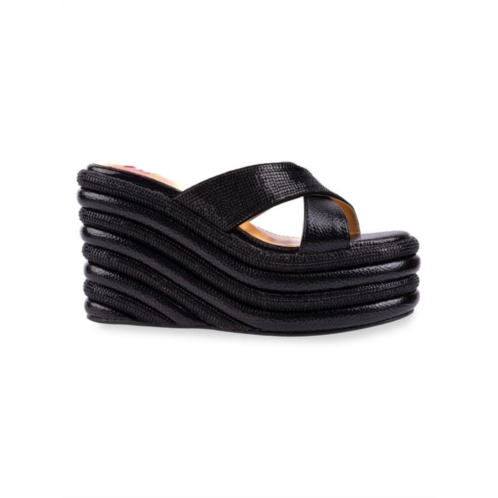 Ashley Kahen Carnival Metallic Wedge Sandals