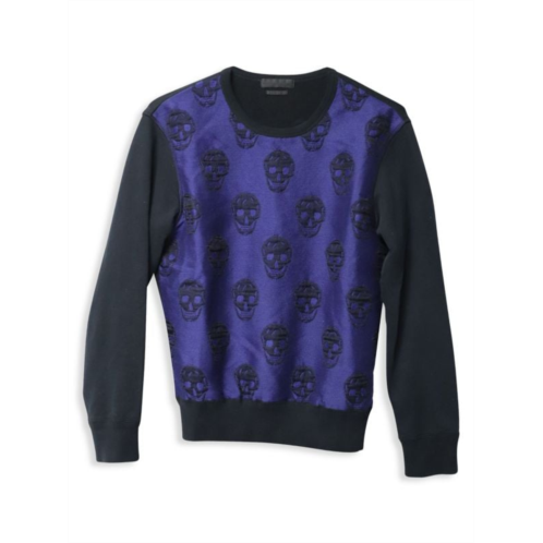 Alexander Mcqueen Skull Sweatshirt In Blue Cotton