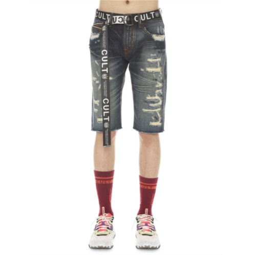 Cult Of Individuality Slim Fit Distressed Belted Jean Shorts