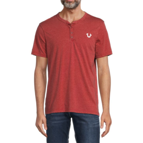 True Religion Logo Heathered Henley