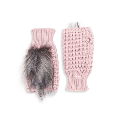 Adrienne Landau Faux Fur Knit Mittens