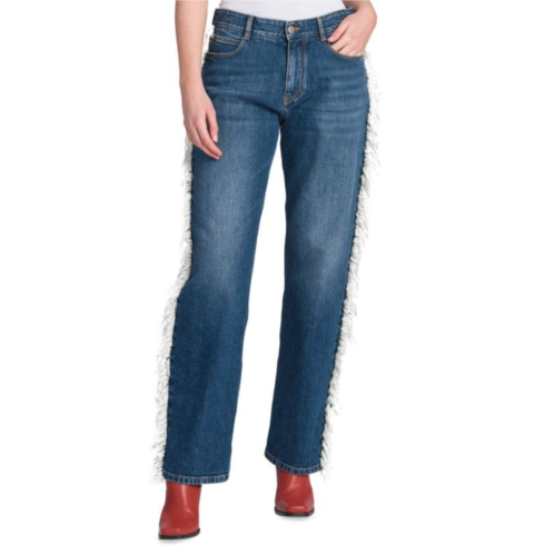 Stella McCartney Fringed Straight-Leg Mid-Rise Jeans