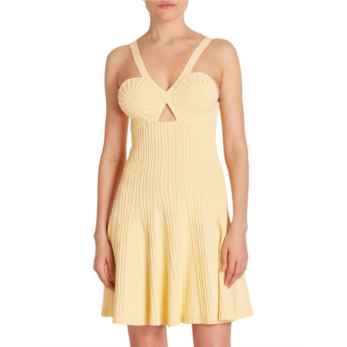 Alaia Pleated Knit Skater Dress