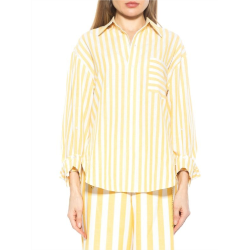 Alexia Admor Tammi Striped Cotton Button Up Shirt