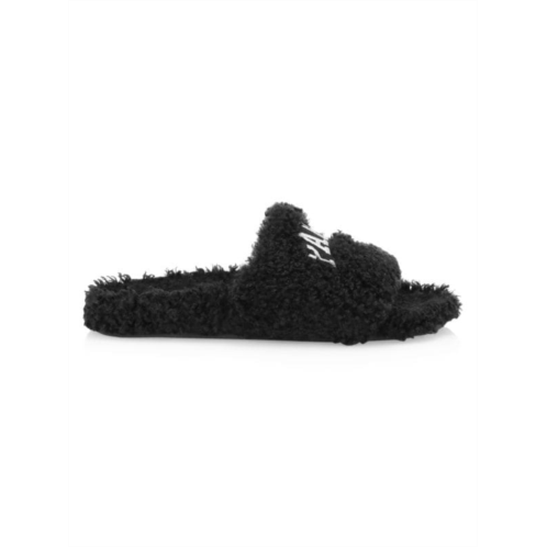 Balenciaga Furry Logo Slide Sandals