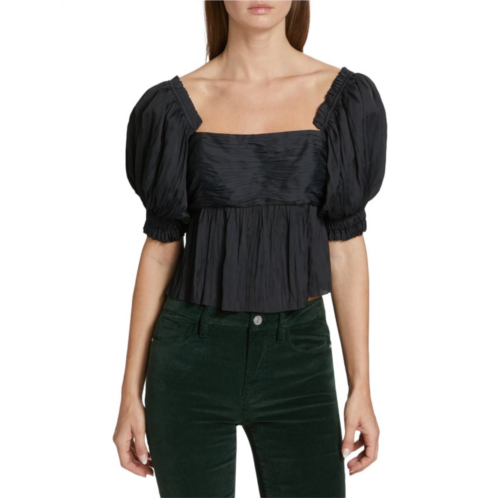 Frame Puff Sleeve Square Neck Top