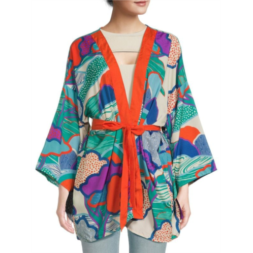 Saachi Abstract Print Kimono
