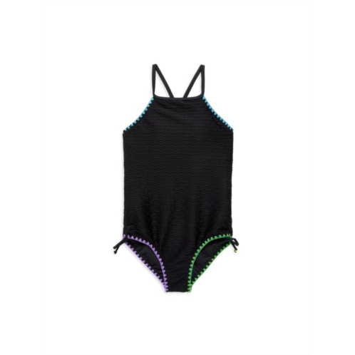 Limeapple Girls Textured One Piece Swimsuit