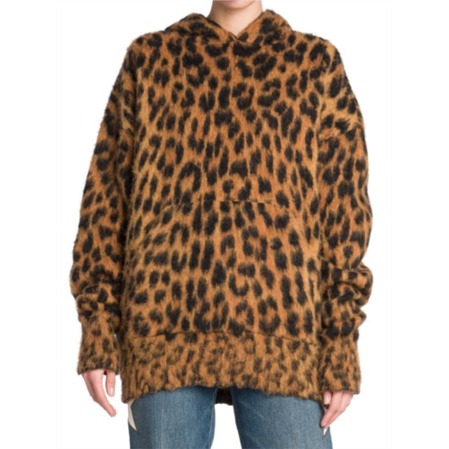 Palm Angels Brushed Leopard Print Hoodie