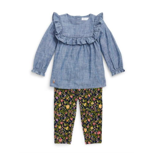 Polo Ralph Lauren Baby Girls Two-Piece Ruffled Top & Leggings Set