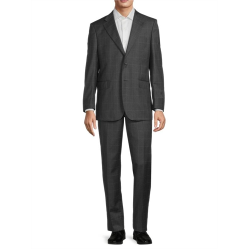 Saks Fifth Avenue Classic Fit Windowpane Wool Suit