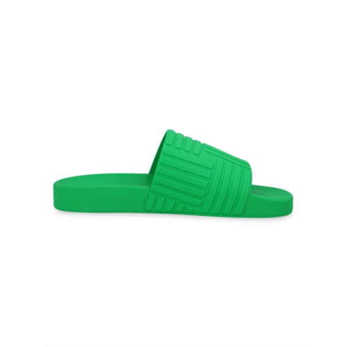Bottega Veneta Slider In Green Rubber Slippers