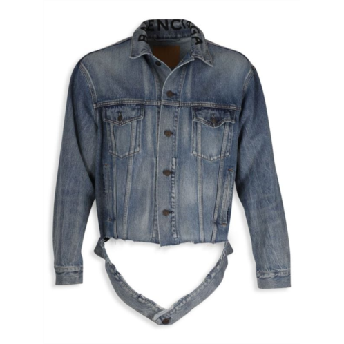 Balenciaga Raw Cut Hem Denim Jacket In Blue Cotton