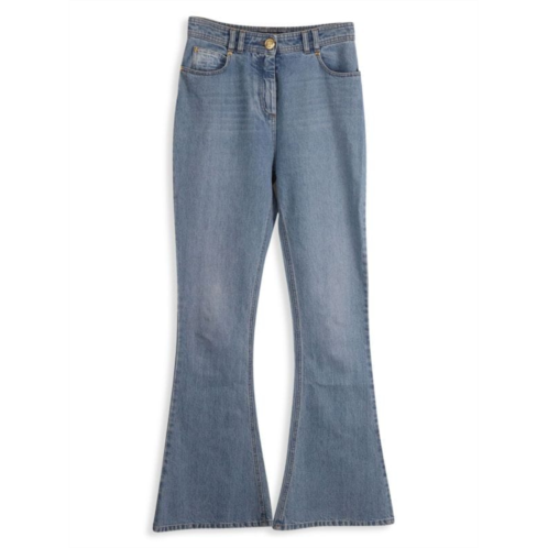 Balmain Flared Jeans In Blue Cotton Denim