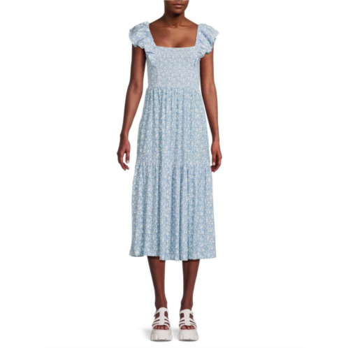 Nation LTD Gwen Floral Pima Cotton Midi Dress