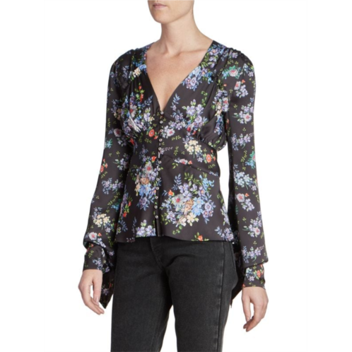 Paco Rabanne Floral Layered Cuff Blouse