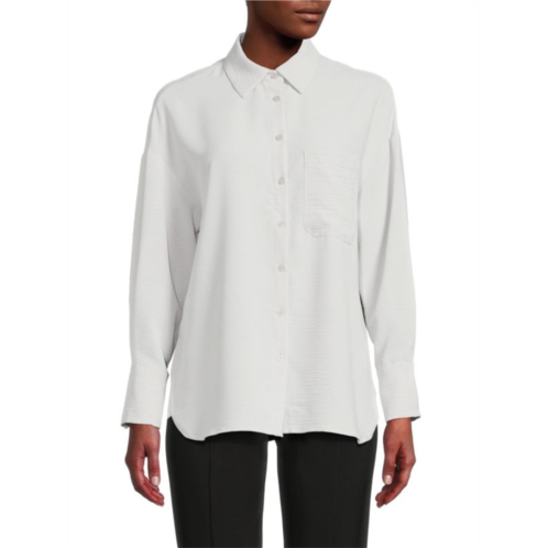 Adrianna Papell Classic Solid Button Down Shirt